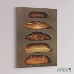 "Artery8 Baked Bread Loaves Vintage Canvas Wall Art in Brown - Size: W18"" x H24""" - thumbnail 2