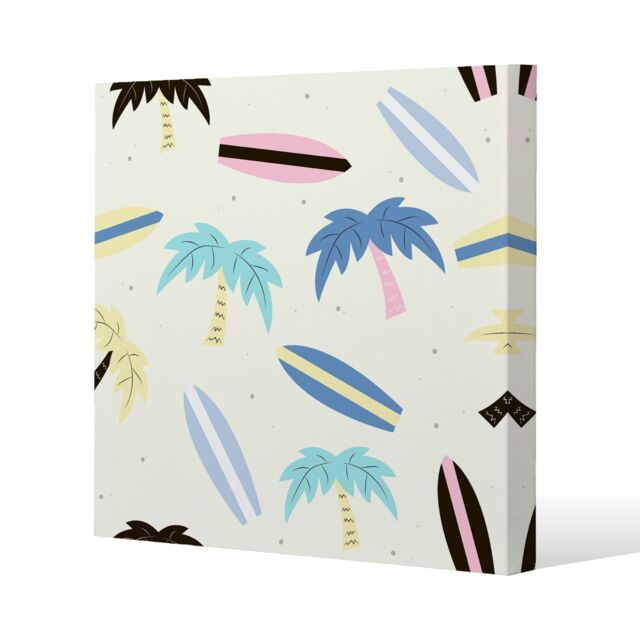 Benjamin Tate Design Surf Boards & Palm Trees (Canvas Print) / 61 x 61 x 4cm in Natural - Size: 61 x 61 x 4 cm - image 1