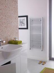 Balterley Heated Vertical Towel Rail Straight Rails 1096 BTU Chrome 1100x 500mm in Silver - thumbnail 2