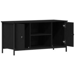 Berkfield Home TV Cabinet Black Oak 100x40x50 cm Engineered Wood & Steel - Size: 100 x 40 x 50 cm - thumbnail 5