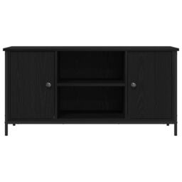 Berkfield Home TV Cabinet Black Oak 100x40x50 cm Engineered Wood & Steel - Size: 100 x 40 x 50 cm - thumbnail 6