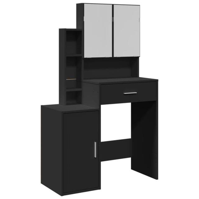 Berkfield Home Dressing Table with Cabinet Black 80x35x132 cm - Size: 80 x 35 x 132 cm - image 1