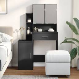 Berkfield Home Dressing Table with Cabinet Black 80x35x132 cm - Size: 80 x 35 x 132 cm - thumbnail 2