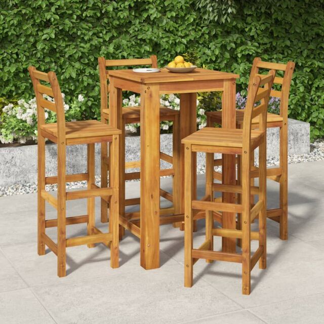 Berkfield Home 5 Piece Garden Bar Set Solid Wood Acacia in Brown - image 1
