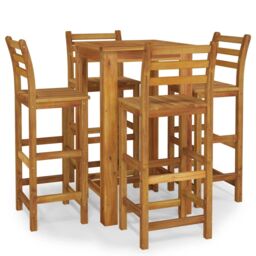 Berkfield Home 5 Piece Garden Bar Set Solid Wood Acacia in Brown - thumbnail 2