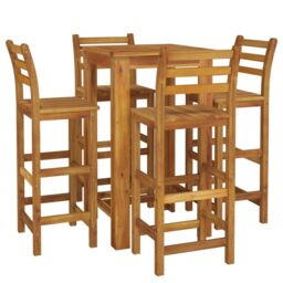 Berkfield Home 5 Piece Garden Bar Set Solid Wood Acacia in Brown - thumbnail 3