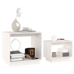 Berkfield Home Nesting Coffee Tables 2 pcs White Solid Wood Pine - thumbnail 3
