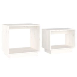 Berkfield Home Nesting Coffee Tables 2 pcs White Solid Wood Pine - thumbnail 2