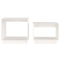 Berkfield Home Nesting Coffee Tables 2 pcs White Solid Wood Pine - thumbnail 4