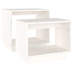 Berkfield Home Nesting Coffee Tables 2 pcs White Solid Wood Pine - thumbnail 5