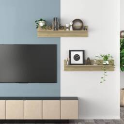 Berkfield Home Wall Shelf 2 pcs Sonoma Oak 80x11.5x18 cm Engineered Wood in Light Tan - thumbnail 8