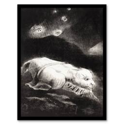 Artery8 Odilon Redon Framed Wall Art Print Life Awakening in Obscure Matter in Black - Size: A4 - thumbnail 1