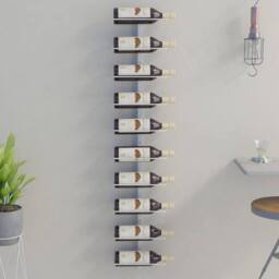 Berkfield Home Wall-mounted Wine Rack for 10 Bottles White Metal - thumbnail 2