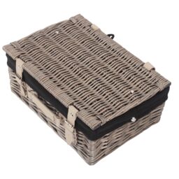 Red Hamper Wicker 36cm Antique Wash Picnic Basket with Cotton Lining in Black - thumbnail 3