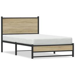 Berkfield Home Metal Bed Frame without Mattress Sonoma Oak 100x200 cm in Brown - thumbnail 3