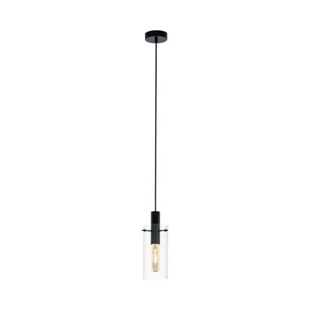 Loops Pendant Ceiling Light Colour Black Shade Clear Glass Minimalist Bulb E27 1x60W - image 1