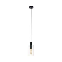 Loops Pendant Ceiling Light Colour Black Shade Clear Glass Minimalist Bulb E27 1x60W - thumbnail 1