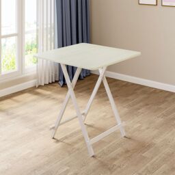 Living and Home 70x70cm Folding Wooden Dining Table Outdoor Portable Camping Table in White - Size: 70x70 cm - thumbnail 2