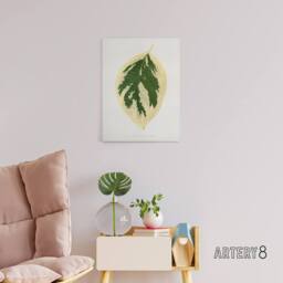 "Artery8 AF Lydon B Fawcett Hydrangea Japonica Variegata Leaf Canvas Art Print in White - Size: W12"" x H16""" - thumbnail 3