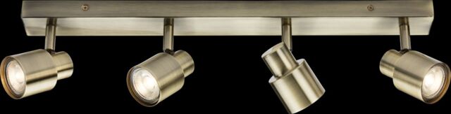 Netlighting GU10 Quad Bar Spotlight Antique Brass 230V IP20 50W in Yellow - image 1