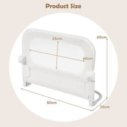 CASART Foldable Toddler Bed Rail 80 cm Long Adjustable Baby Bed Rail Guard in White - thumbnail 2