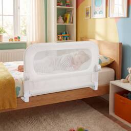 CASART Foldable Toddler Bed Rail 80 cm Long Adjustable Baby Bed Rail Guard in White - thumbnail 1