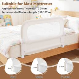 CASART Foldable Toddler Bed Rail 80 cm Long Adjustable Baby Bed Rail Guard in White - thumbnail 9