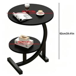 EONLION Black 2 Tier Side Table C Shaped - Size: 100 cm - thumbnail 2