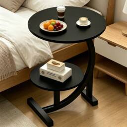 EONLION Black 2 Tier Side Table C Shaped - Size: 100 cm - thumbnail 4