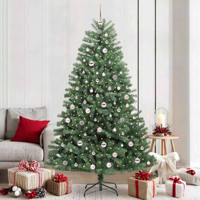 Berkfield Home Artificial Hinged Christmas Tree Green 210 cm PVC & Metal - image 1