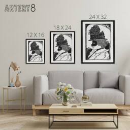 "Artery8 Pierrette Woman With Mask De Mesquita Framed Canvas Wall Art Print in White - Size: W18"" x H24""" - thumbnail 4