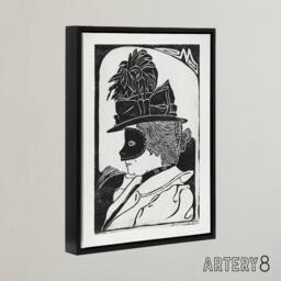 "Artery8 Pierrette Woman With Mask De Mesquita Framed Canvas Wall Art Print in White - Size: W18"" x H24""" - thumbnail 2
