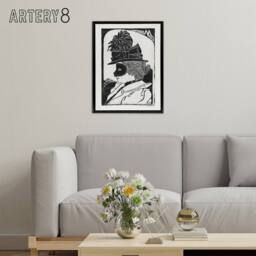 "Artery8 Pierrette Woman With Mask De Mesquita Framed Canvas Wall Art Print in White - Size: W18"" x H24""" - thumbnail 3