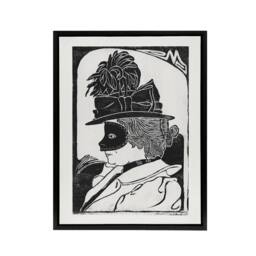 "Artery8 Pierrette Woman With Mask De Mesquita Framed Canvas Wall Art Print in White - Size: W18"" x H24""" - thumbnail 1