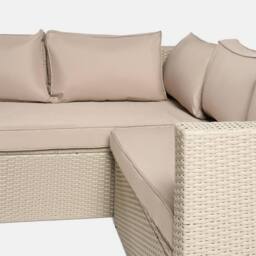 OHS Tuscany 5 Seater Rattan Garden Sofa Set Patio Table L Shape Settee in Natural - thumbnail 6