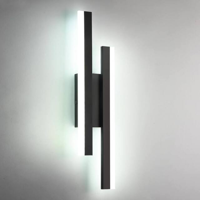 Goeco LED Wall Light, 16W Modern Wall Lamp, 6500K, for Bedroom, Stairs in Black - image 1