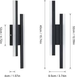 Goeco LED Wall Light, 16W Modern Wall Lamp, 6500K, for Bedroom, Stairs in Black - thumbnail 5