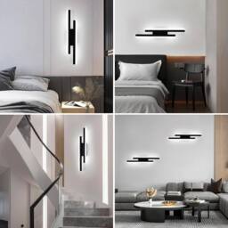 Goeco LED Wall Light, 16W Modern Wall Lamp, 6500K, for Bedroom, Stairs in Black - thumbnail 9