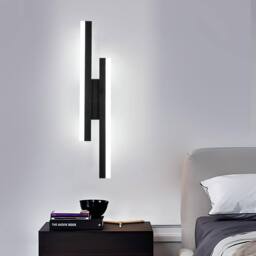 Goeco LED Wall Light, 16W Modern Wall Lamp, 6500K, for Bedroom, Stairs in Black - thumbnail 2