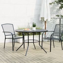 Berkfield Home Patio Table Round Anthracite √ò110x72.5 cm Powder-coated Steel - Size: 110x72.5 cm - thumbnail 3