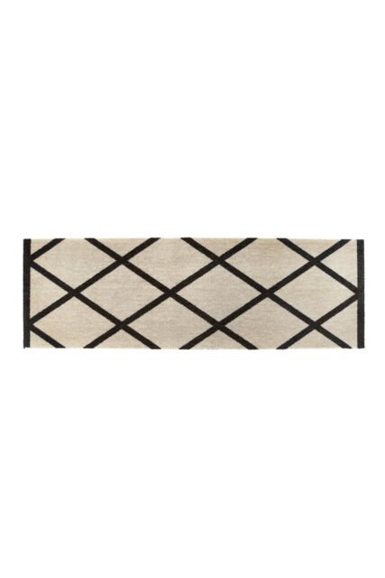 My Mat Washable Nylon Border Geo Indoor Mat in Cream - Size: 50 cm x 150 cm - image 1