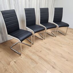 KOSY KOALA Dining Chairs High Back Set Of 4 Faux Leather Padded Marco Chrome Black White Kitchen Dining Room