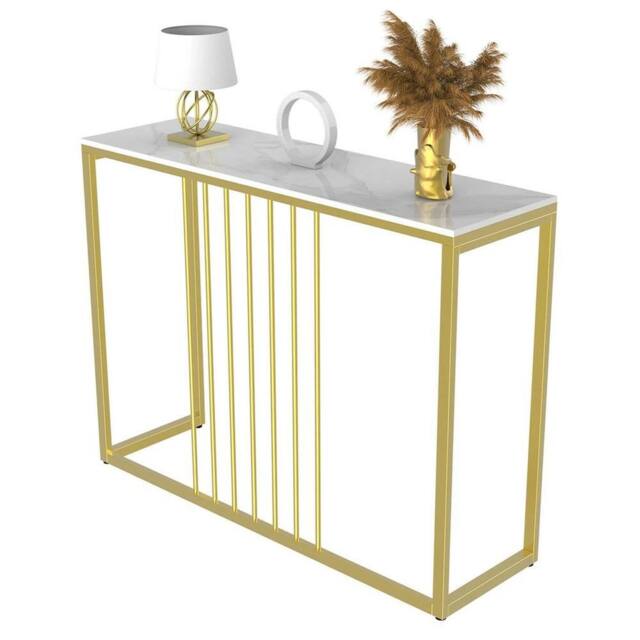 NESTLUNE Console Table Desk Shelf Sofa Kitchen in White - Size: 100 cm x 15 cm - image 1