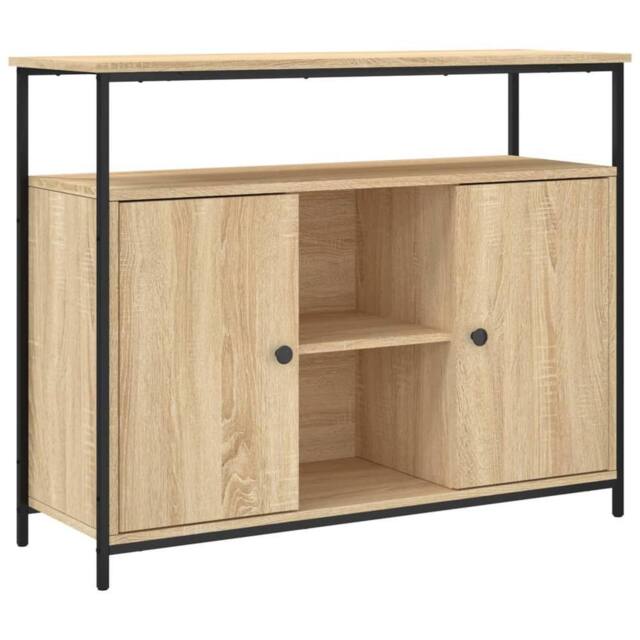 Berkfield Home Sideboard Sonoma Oak 100x35x80 cm Engineered Wood in Light Tan - Size: 100 x 35 x 80 cm - image 1
