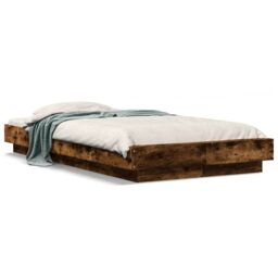 Berkfield Home Bed Frame without Mattress Smoked Oak 90x200 cm in Brown - thumbnail 2