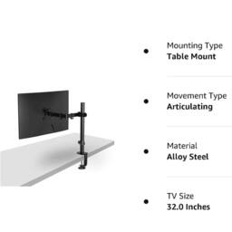 "VOGREX Single 13-27"" Monitor Desk Mount Arm Bracket in Black" - thumbnail 3