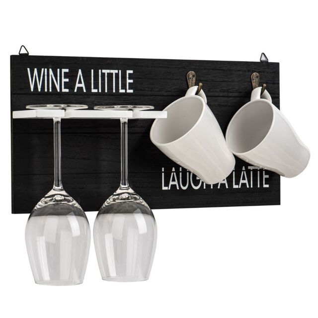 Wicked Gizmos Wall Mounted Coffee Mug & Wine Glass Holder in Black - image 1