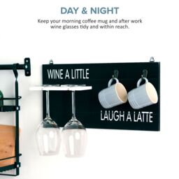 Wicked Gizmos Wall Mounted Coffee Mug & Wine Glass Holder in Black - thumbnail 4