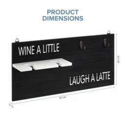 Wicked Gizmos Wall Mounted Coffee Mug & Wine Glass Holder in Black - thumbnail 5
