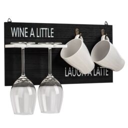 Wicked Gizmos Wall Mounted Coffee Mug & Wine Glass Holder in Black - thumbnail 1